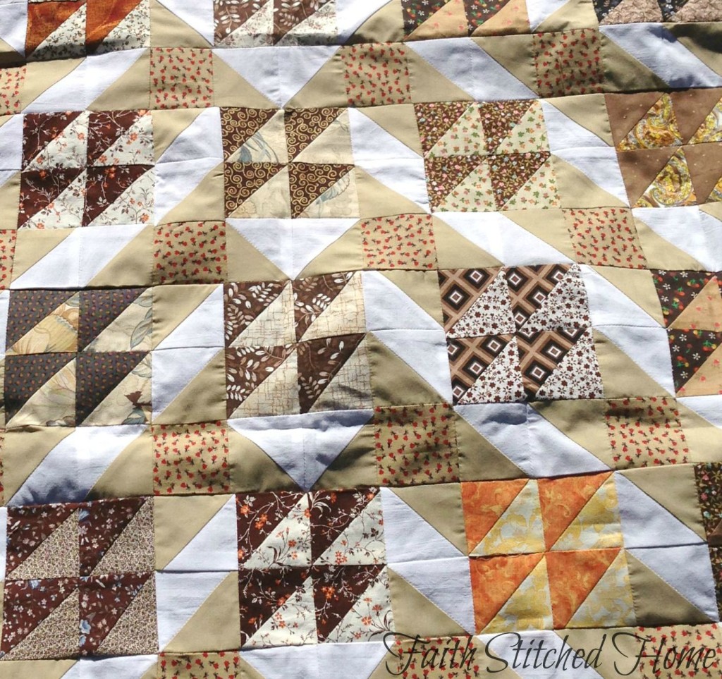 Brown quilt with peaks (1)