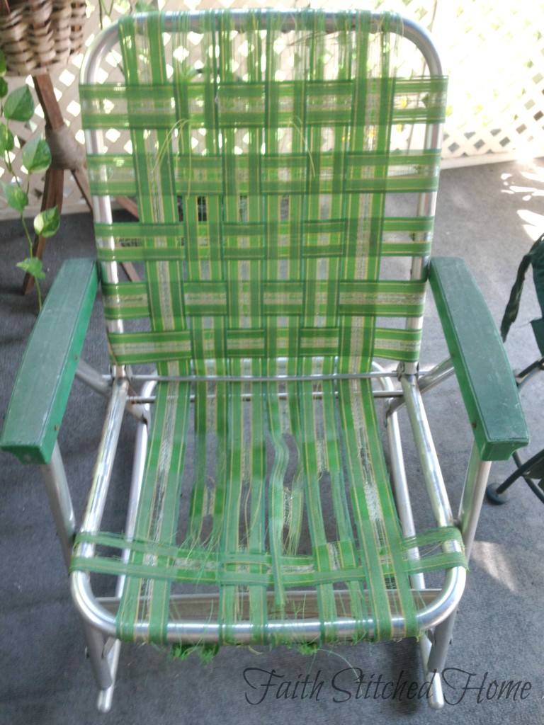 Webbed lawn chair before