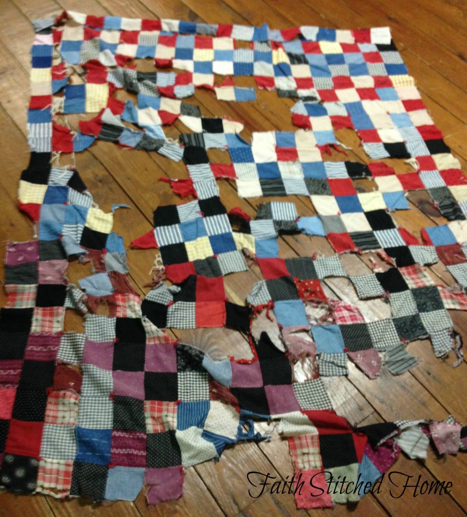 Old red and blue quilt