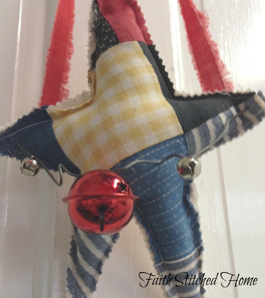 Patchwork star with jingle bells