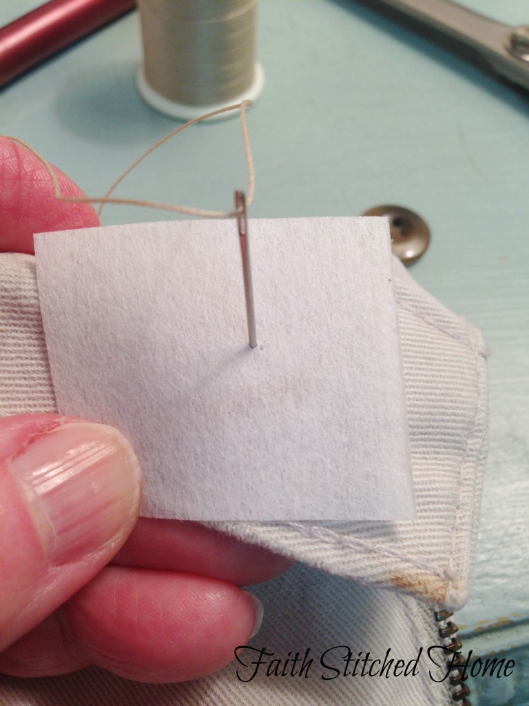 How to sew on a button - step 2