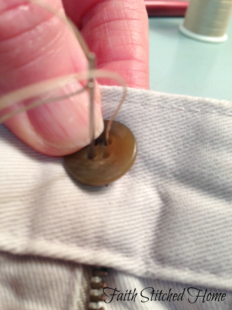 How to sew on a button - step3